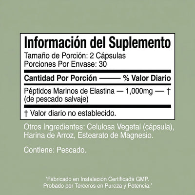 Fórmula Tensora y Reafirmante con Péptidos de Elastina